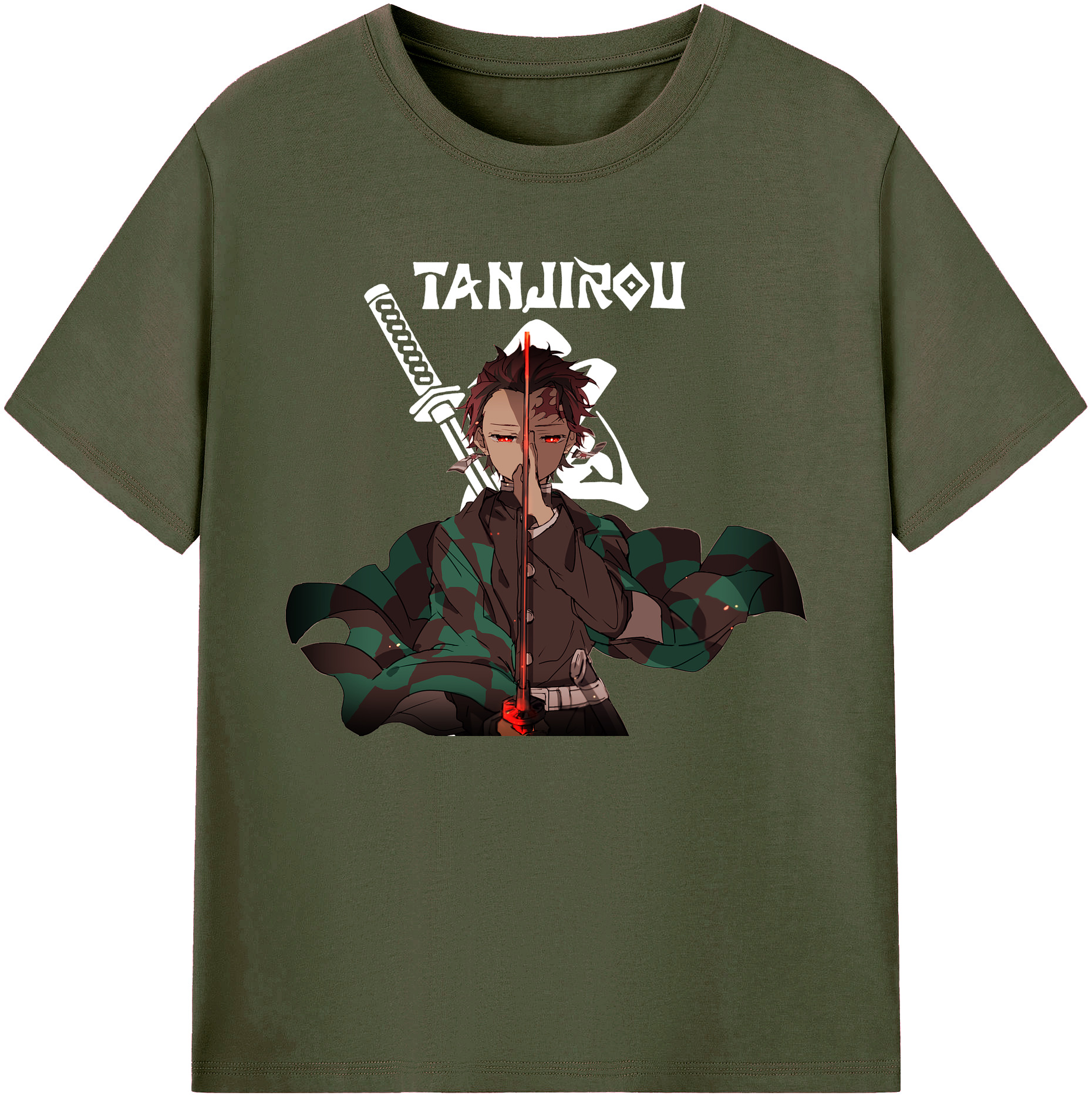 （画像用） 鬼滅の刃 竈門 炭治郎／かまど たんじろう Kamado Tanjirou 綿100％ メンズ半袖Tシャツ｜肌触りやわらか＆通気性